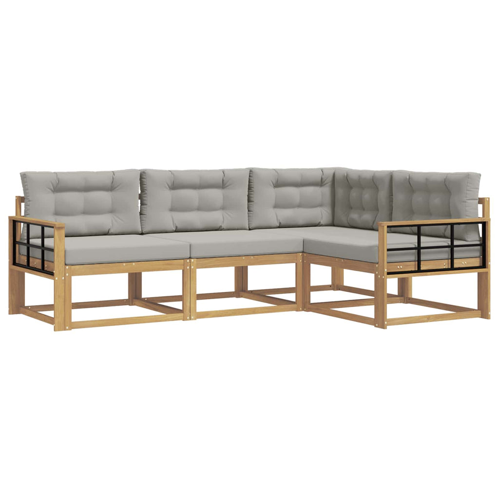 Outdoor-Sofagarnitur 3 pcs Weiß und Hellgrau Polyester