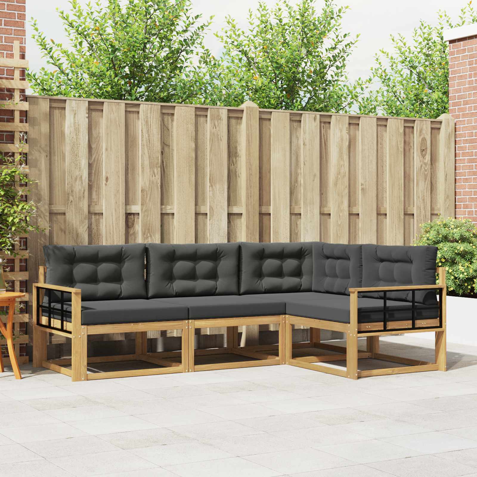 Outdoor-Sofagarnitur 3 pcs Weiß und Anthrazit Polyester