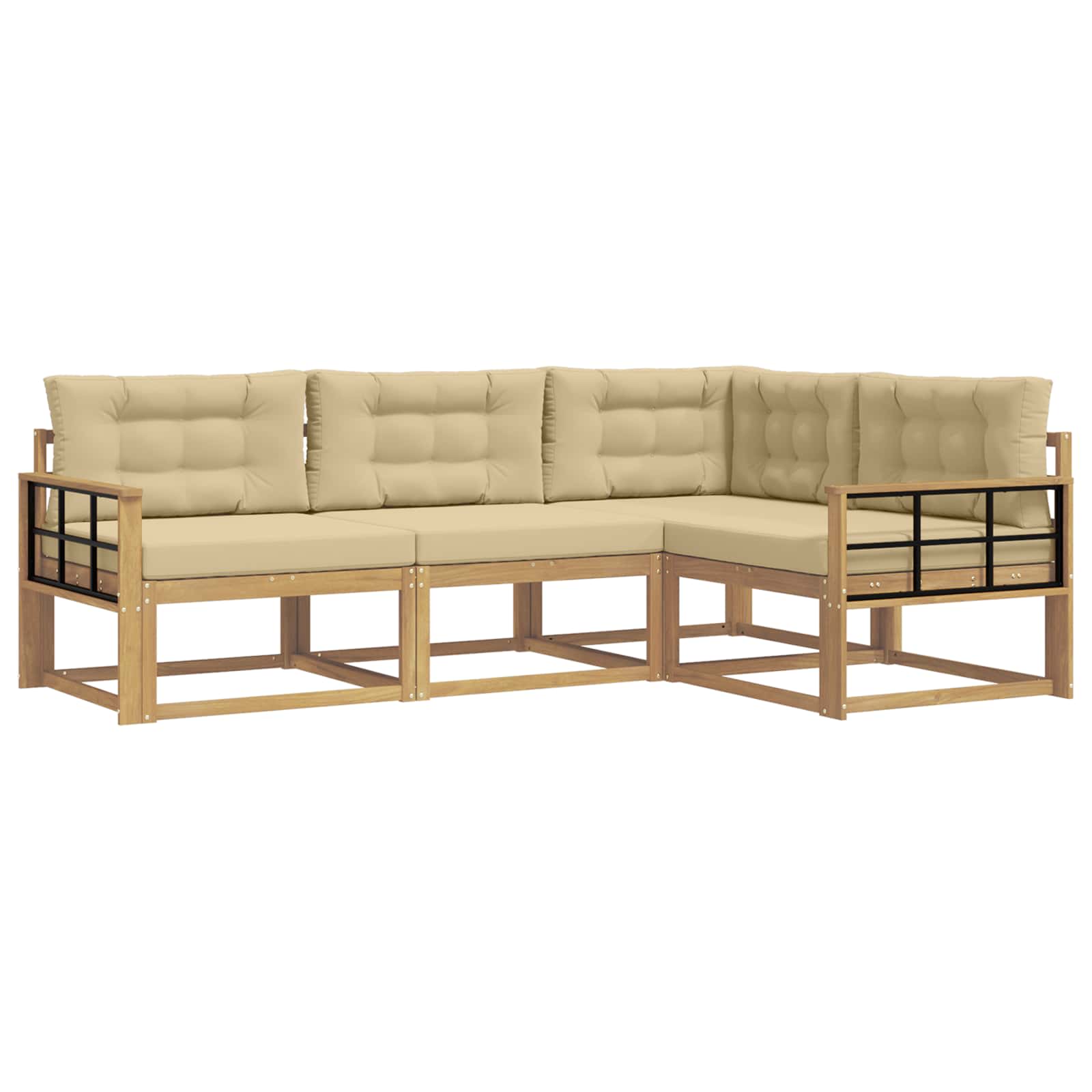 Outdoor-Sofagarnitur mit Kissen 3 pcs Weiß und Beige Polyester