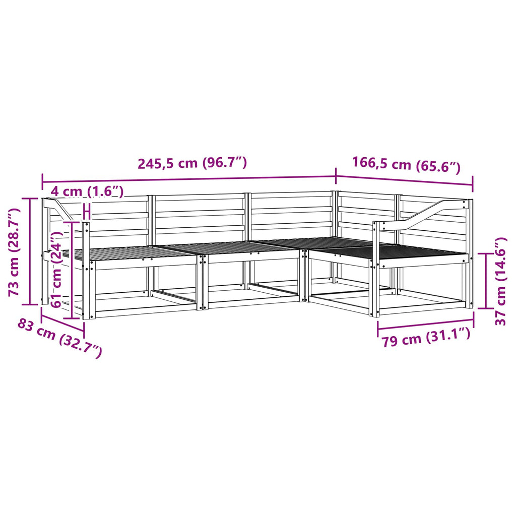 Outdoor-Sofagarnitur 4 pcs Weiß 245,5 x 166,5 x 73 cm