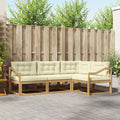 Outdoor-Sofagarnitur mit Kissen 3 pcs Weiß und Creme Polyester
