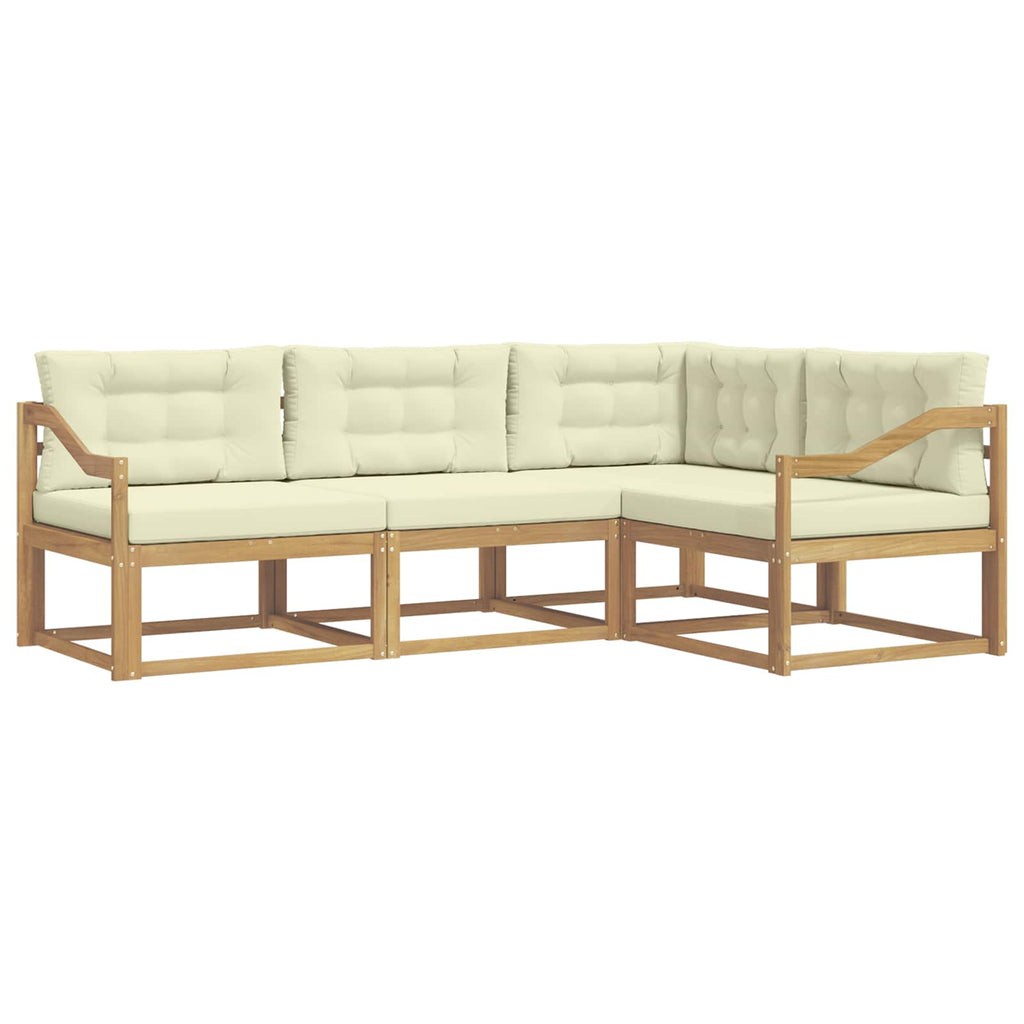 Outdoor-Sofagarnitur mit Kissen 3 pcs Weiß und Creme Polyester
