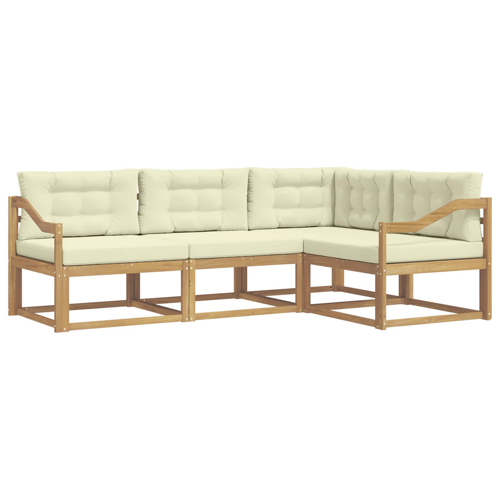 Outdoor-Sofagarnitur mit Kissen 3 pcs Weiß und Creme Polyester