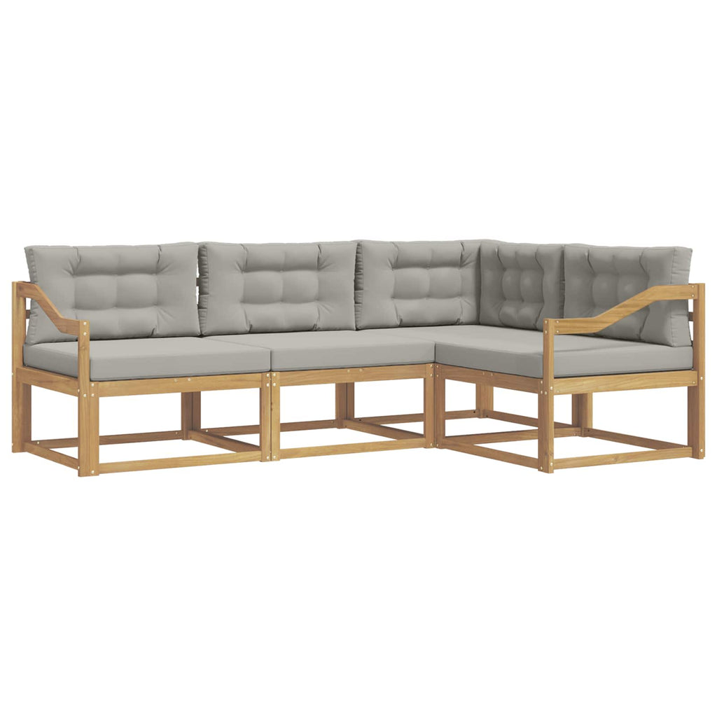 Outdoor-Sofagarnitur 3 pcs Weiß und Hellgrau Polyester