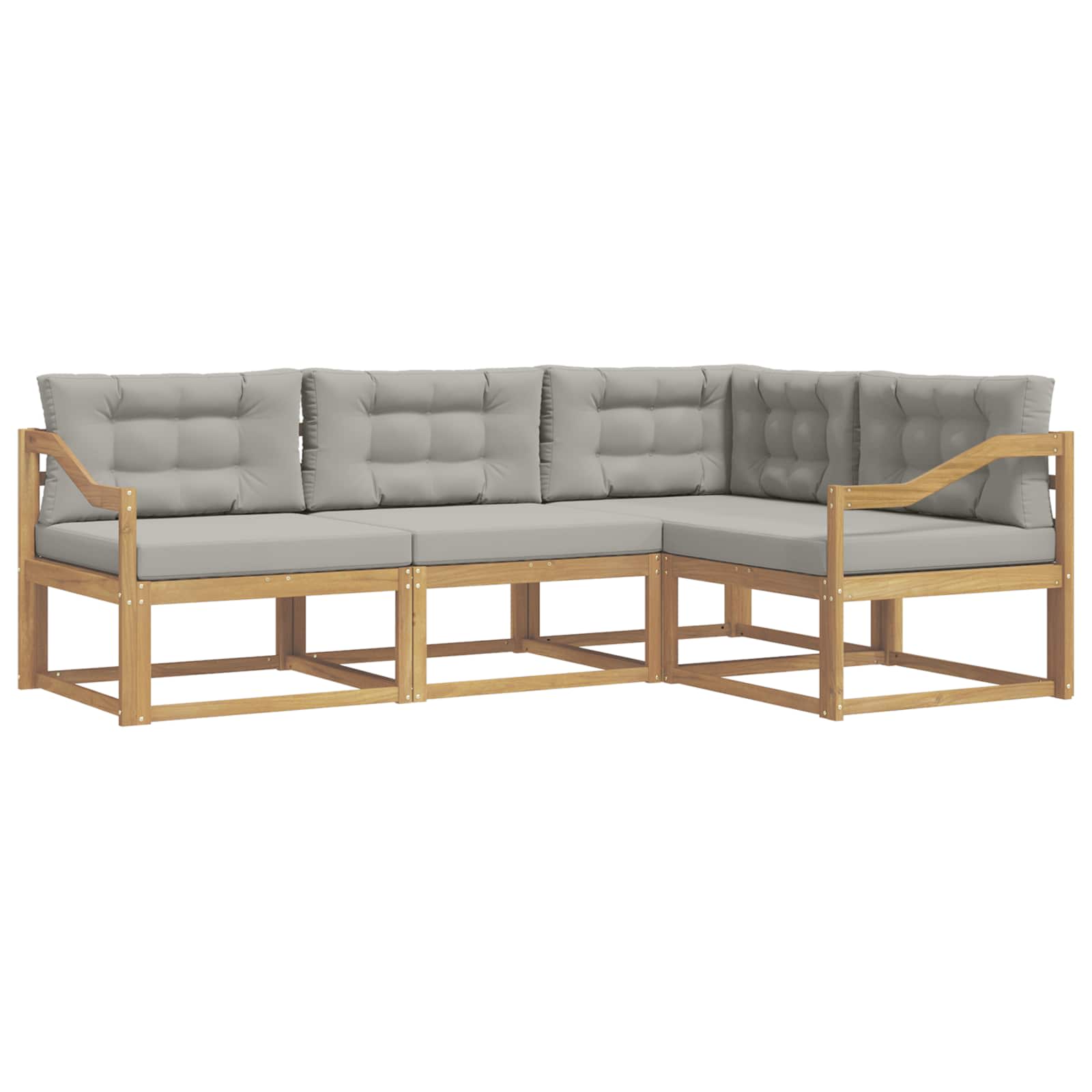 Outdoor-Sofagarnitur 3 pcs Weiß und Hellgrau Polyester