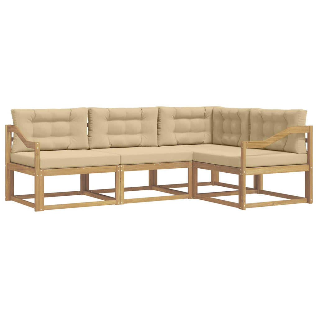 Outdoor-Sofagarnitur mit Kissen 3 pcs Weiß und Beige Polyester