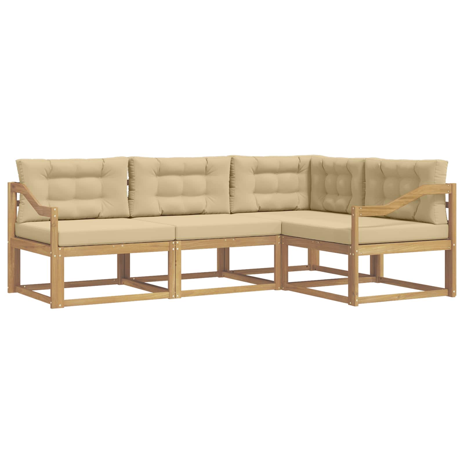 Outdoor-Sofagarnitur mit Kissen 3 pcs Weiß und Beige Polyester