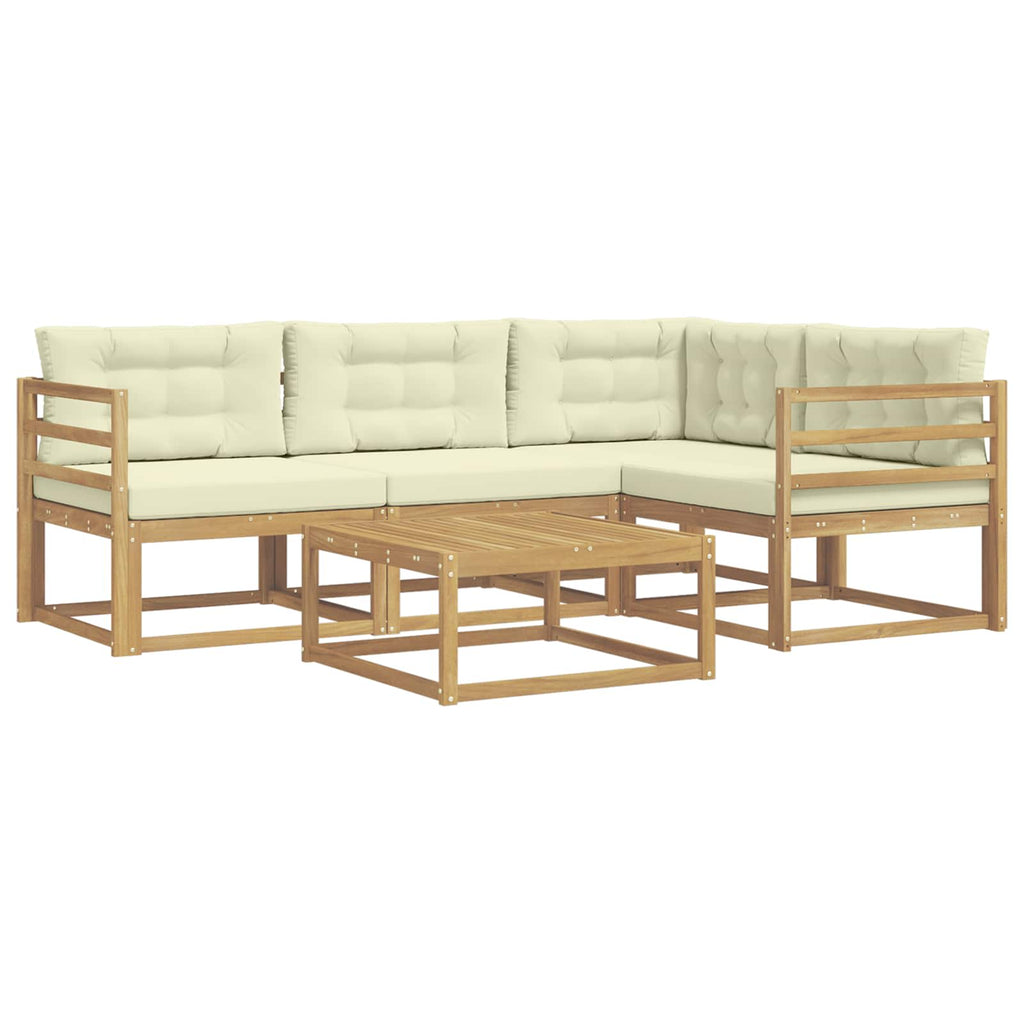 Outdoor-Sofagarnitur 5 pcs Weiß und Creme 79 x 79 x 37 cm