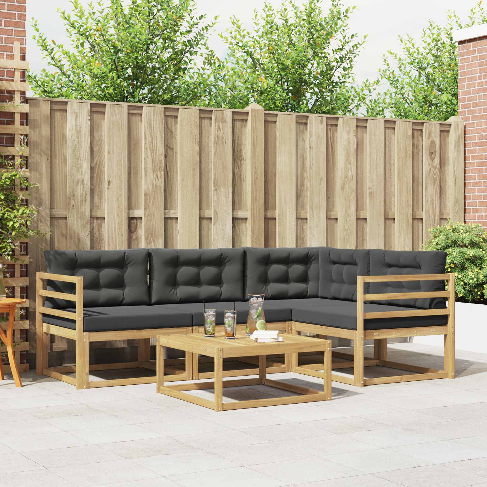 Outdoor-Sofagarnitur 5 pcs Weiß und Anthrazit 79 x 79 x 37 cm