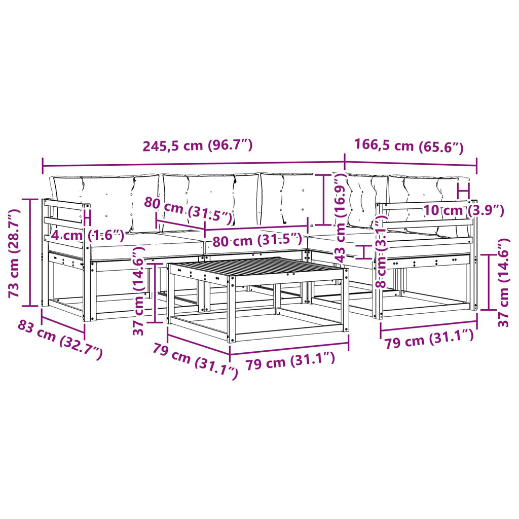Outdoor-Sofagarnitur 5 pcs Weiß und Anthrazit 79 x 79 x 37 cm