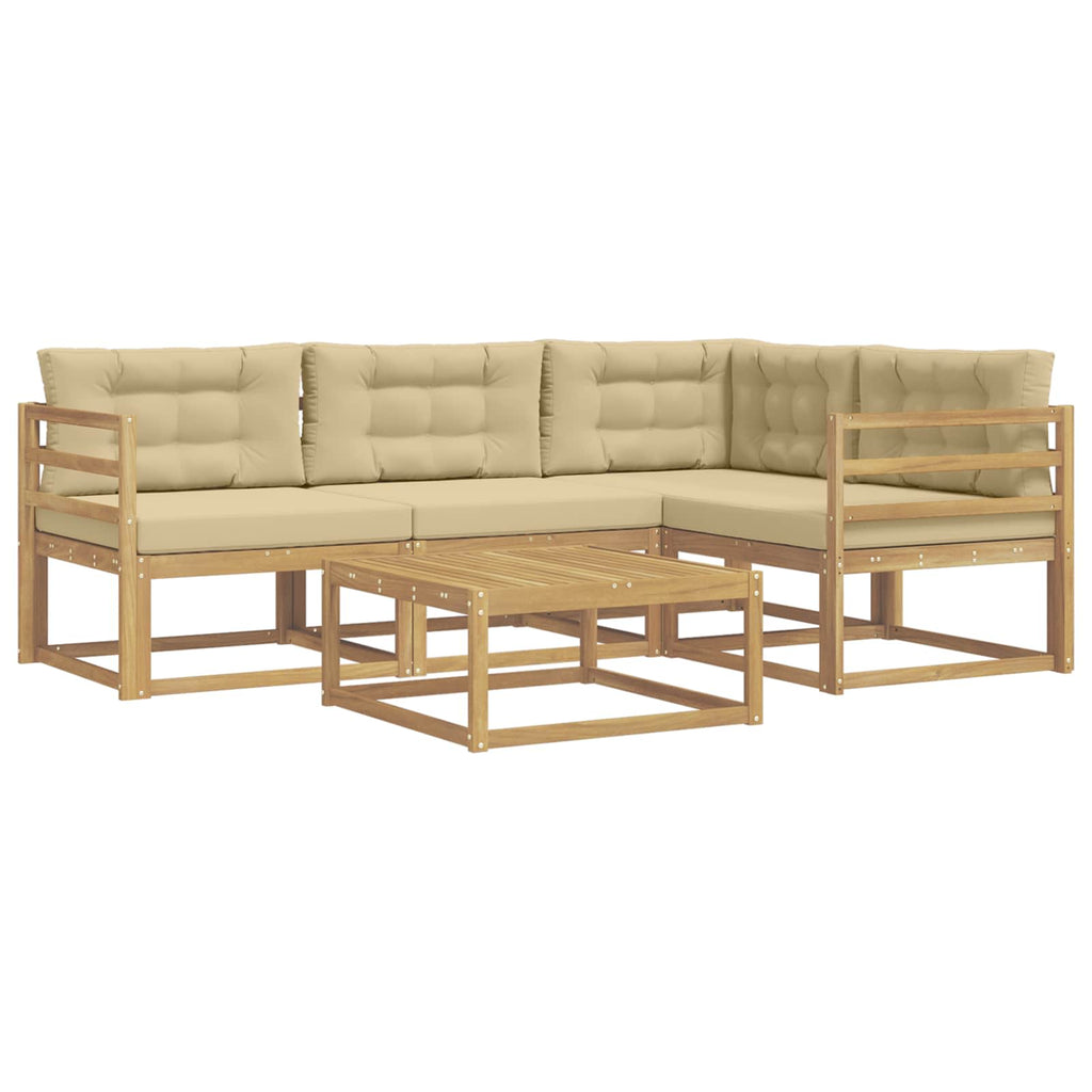 Outdoor-Sofagarnitur 5 pcs Weiß und Beige 79 x 79 x 37 cm