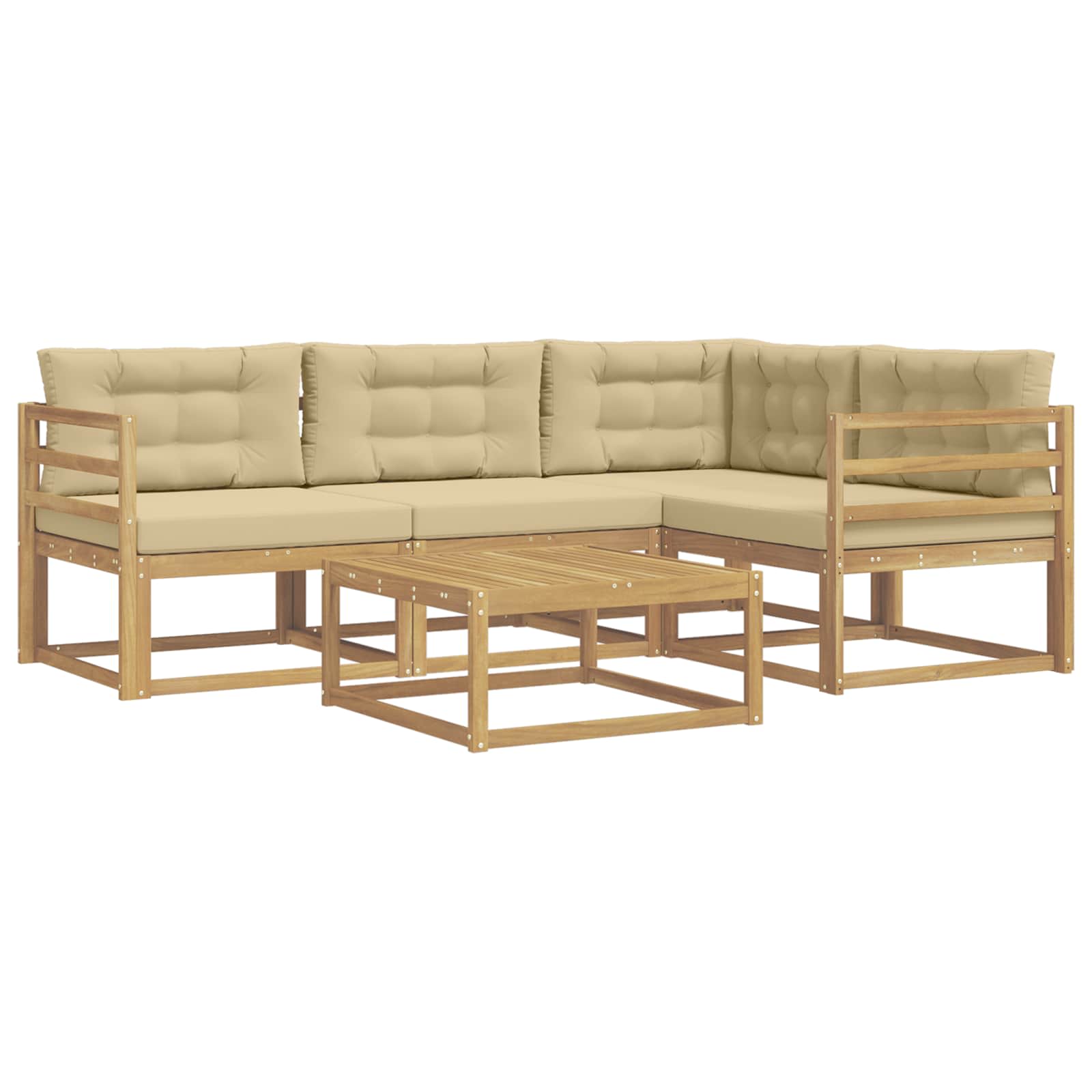 Outdoor-Sofagarnitur 5 pcs Weiß und Beige 79 x 79 x 37 cm