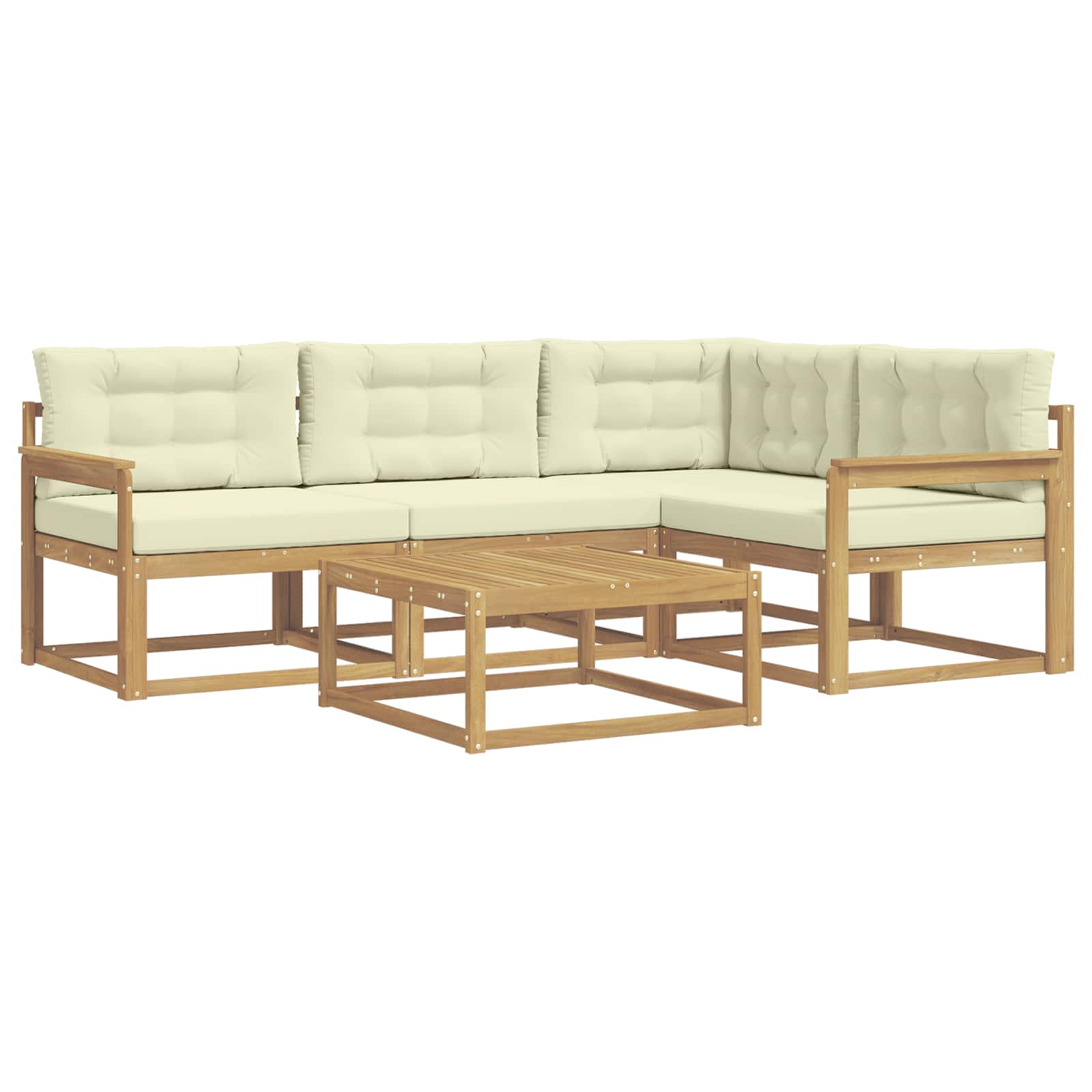 Outdoor-Sofagarnitur 5 pcs Weiß und Creme 79 x 79 x 37 cm