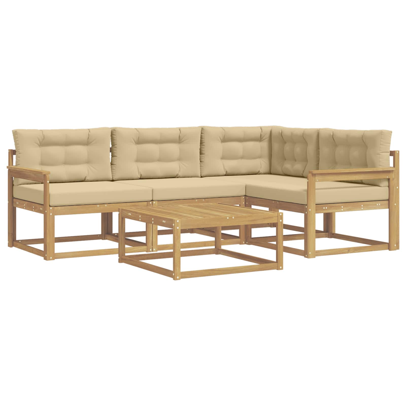 Outdoor-Sofagarnitur 5 pcs Weiß und Beige 79 x 79 x 37 cm