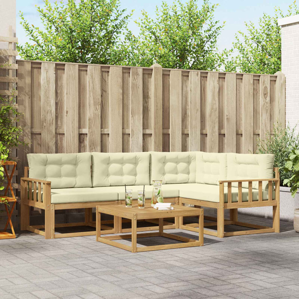 Outdoor-Sofagarnitur 5 pcs Weiß und Creme 79 x 79 x 37 cm