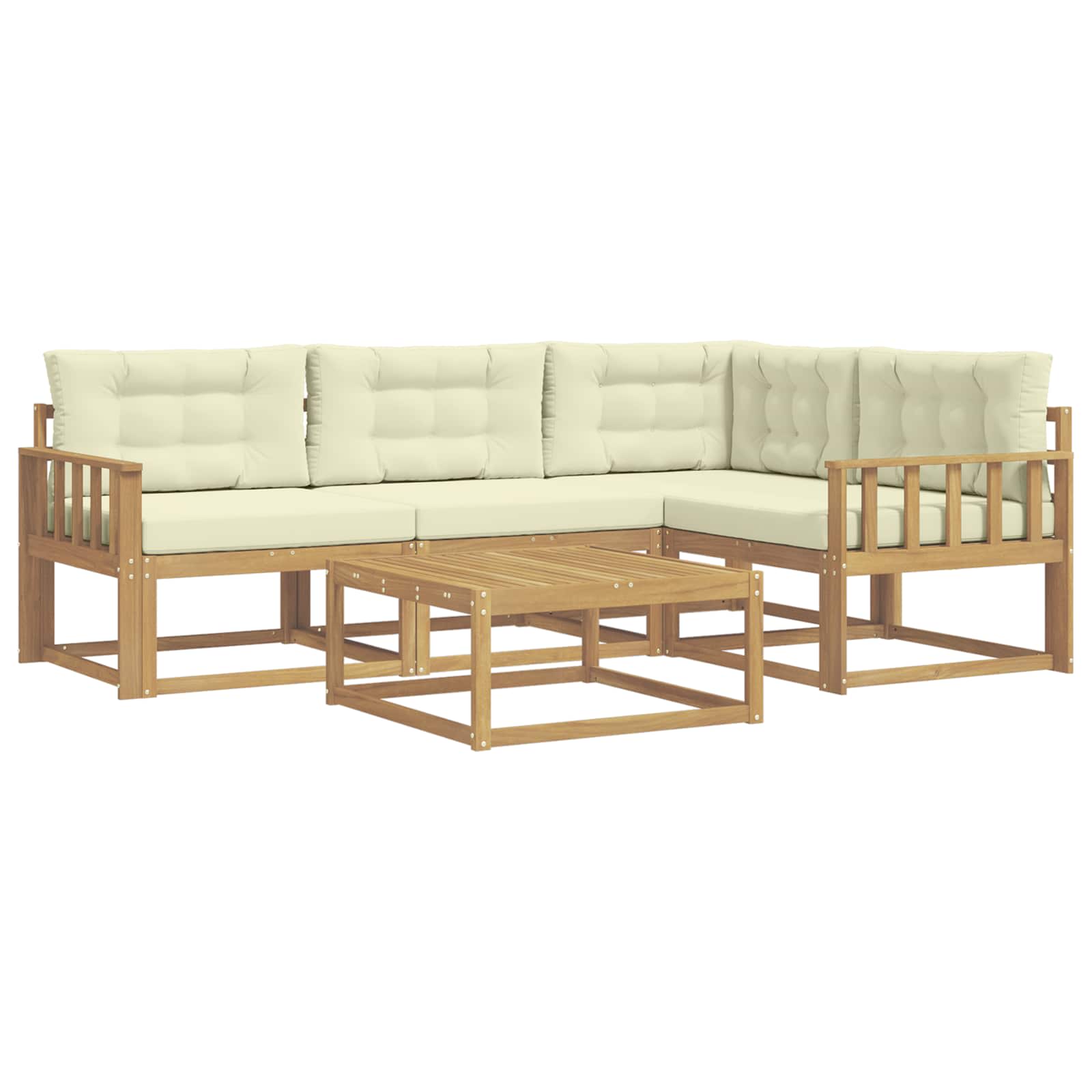 Outdoor-Sofagarnitur 5 pcs Weiß und Creme 79 x 79 x 37 cm