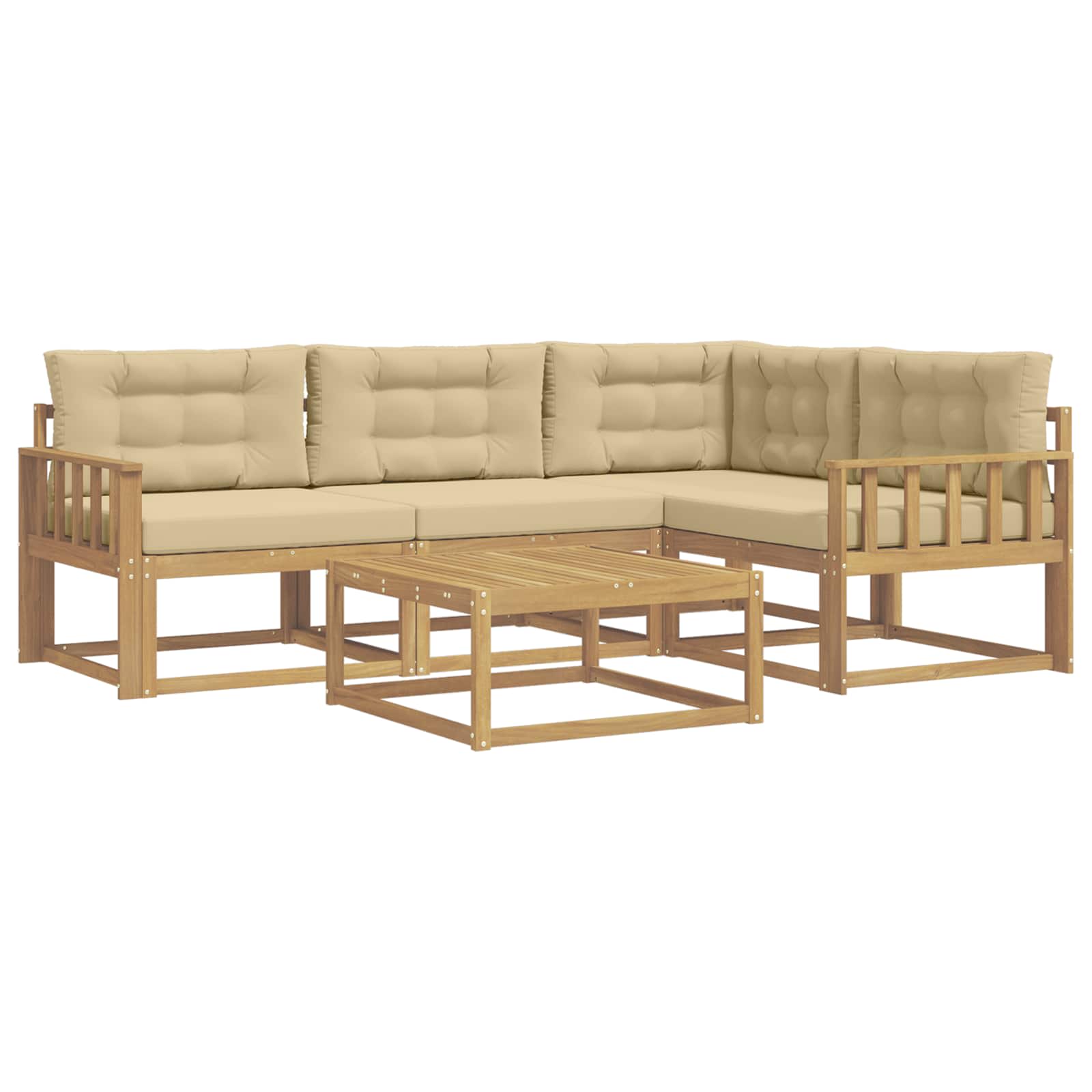 Outdoor-Sofagarnitur 5 pcs Weiß und Beige 79 x 79 x 37 cm