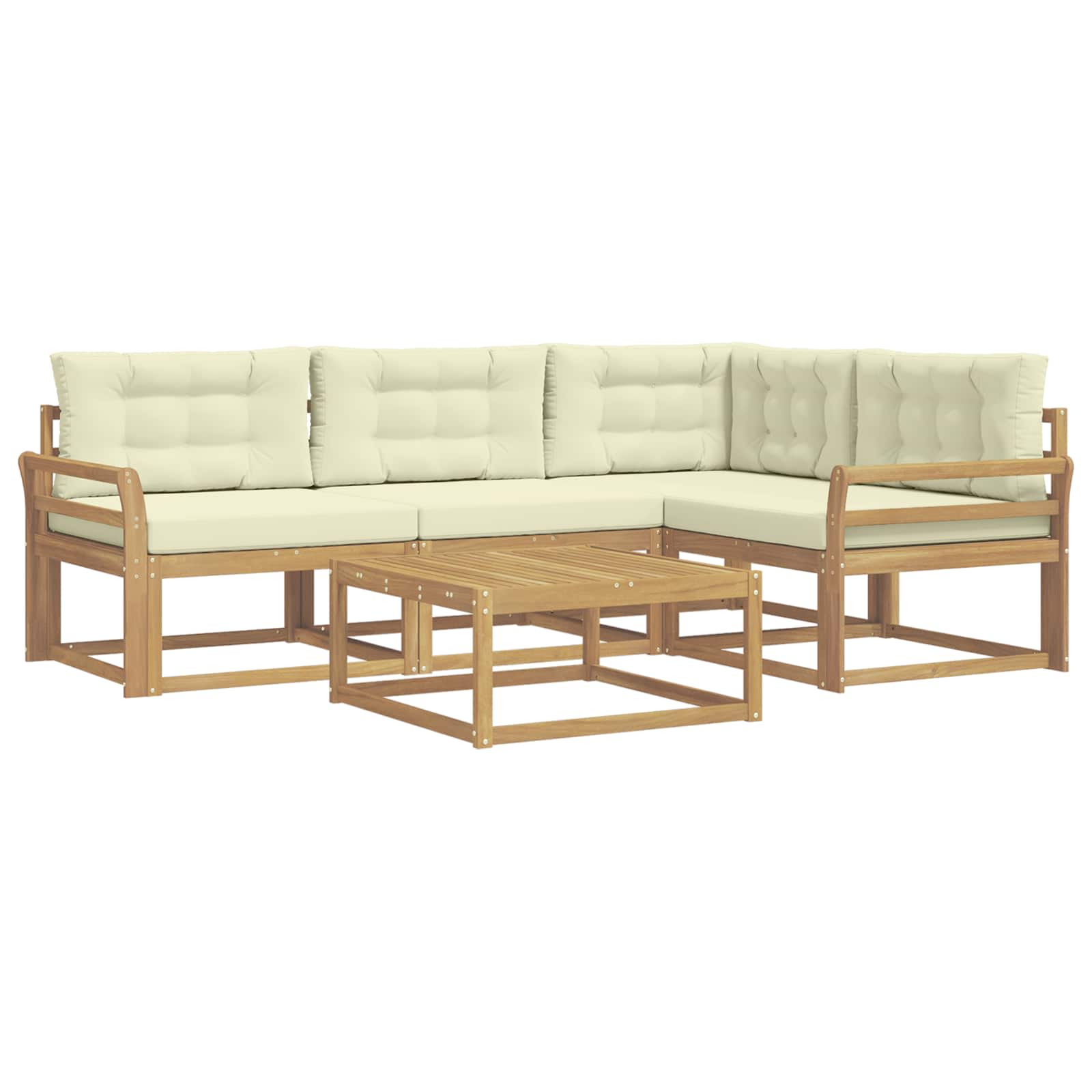 Outdoor-Sofagarnitur 5 pcs Weiß und Creme 79 x 79 x 37 cm