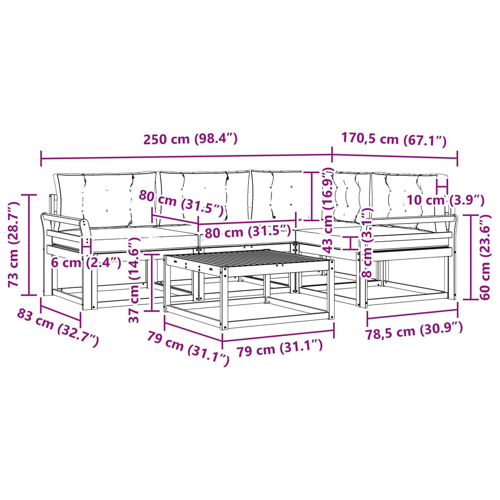 Outdoor-Sofagarnitur 5 pcs Weiß und Creme 79 x 79 x 37 cm