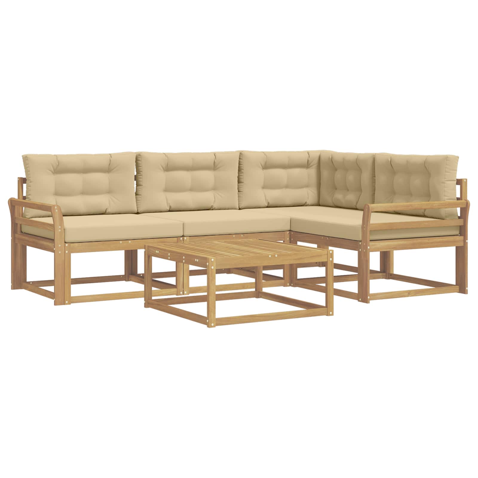 Outdoor-Sofagarnitur 5 pcs Weiß und Beige 79 x 79 x 37 cm