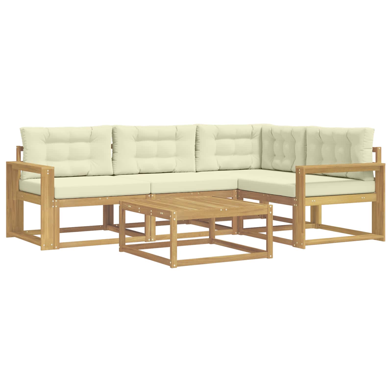 Outdoor-Sofagarnitur 5 pcs Weiß und Creme 79 x 79 x 37 cm