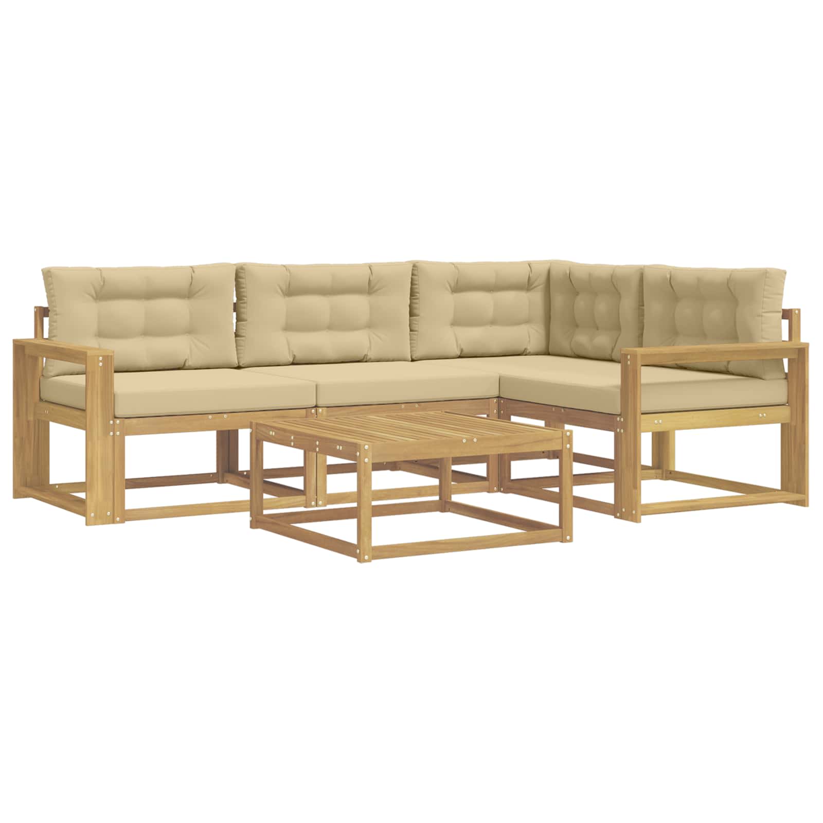 Outdoor-Sofagarnitur 5 pcs Weiß und Beige 79 x 79 x 37 cm