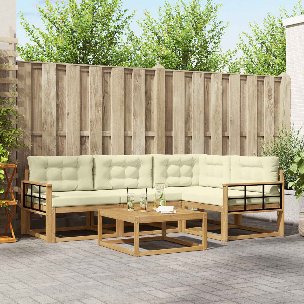 Outdoor-Sofagarnitur 5 pcs Weiß und Creme 79 x 79 x 37 cm