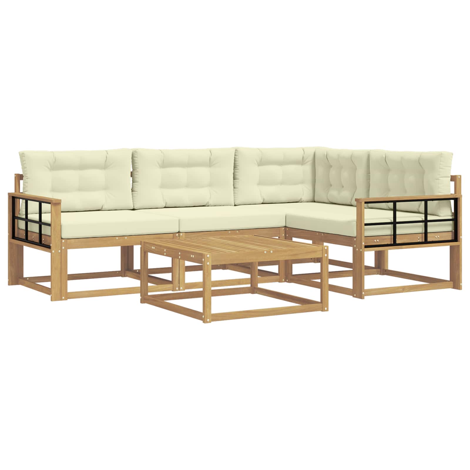 Outdoor-Sofagarnitur 5 pcs Weiß und Creme 79 x 79 x 37 cm