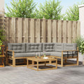 Outdoor-Sofagarnitur 5 pcs Weiß und Hellgrau 79 x 79 x 37 cm