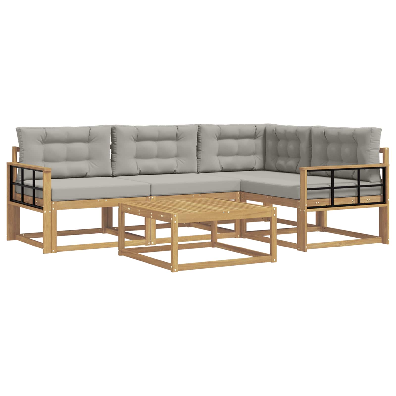 Outdoor-Sofagarnitur 5 pcs Weiß und Hellgrau 79 x 79 x 37 cm