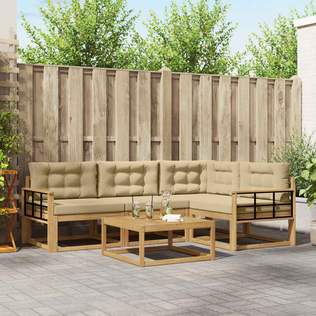 Outdoor-Sofagarnitur 5 pcs Weiß und Beige 79 x 79 x 37 cm
