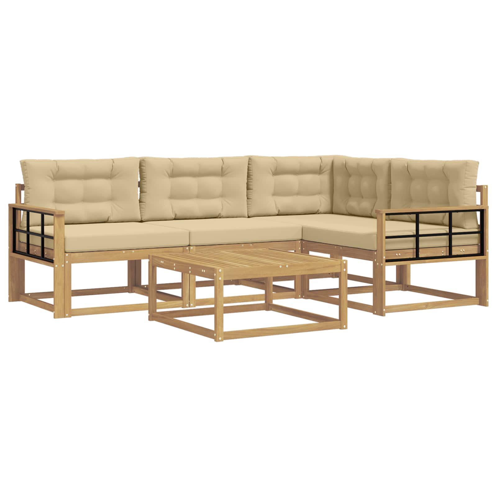 Outdoor-Sofagarnitur 5 pcs Weiß und Beige 79 x 79 x 37 cm
