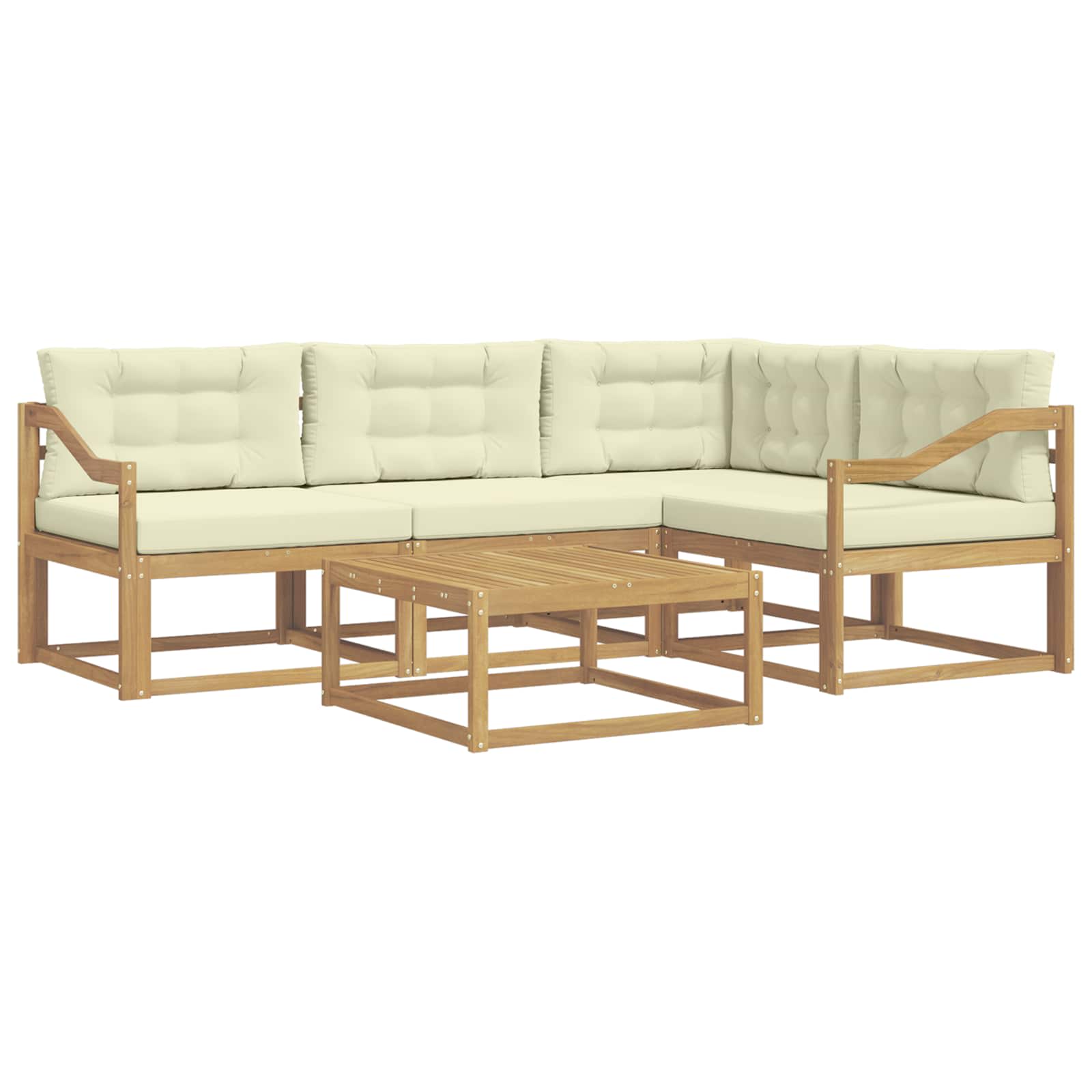 Outdoor-Sofagarnitur 5 pcs Weiß und Creme 79 x 79 x 37 cm