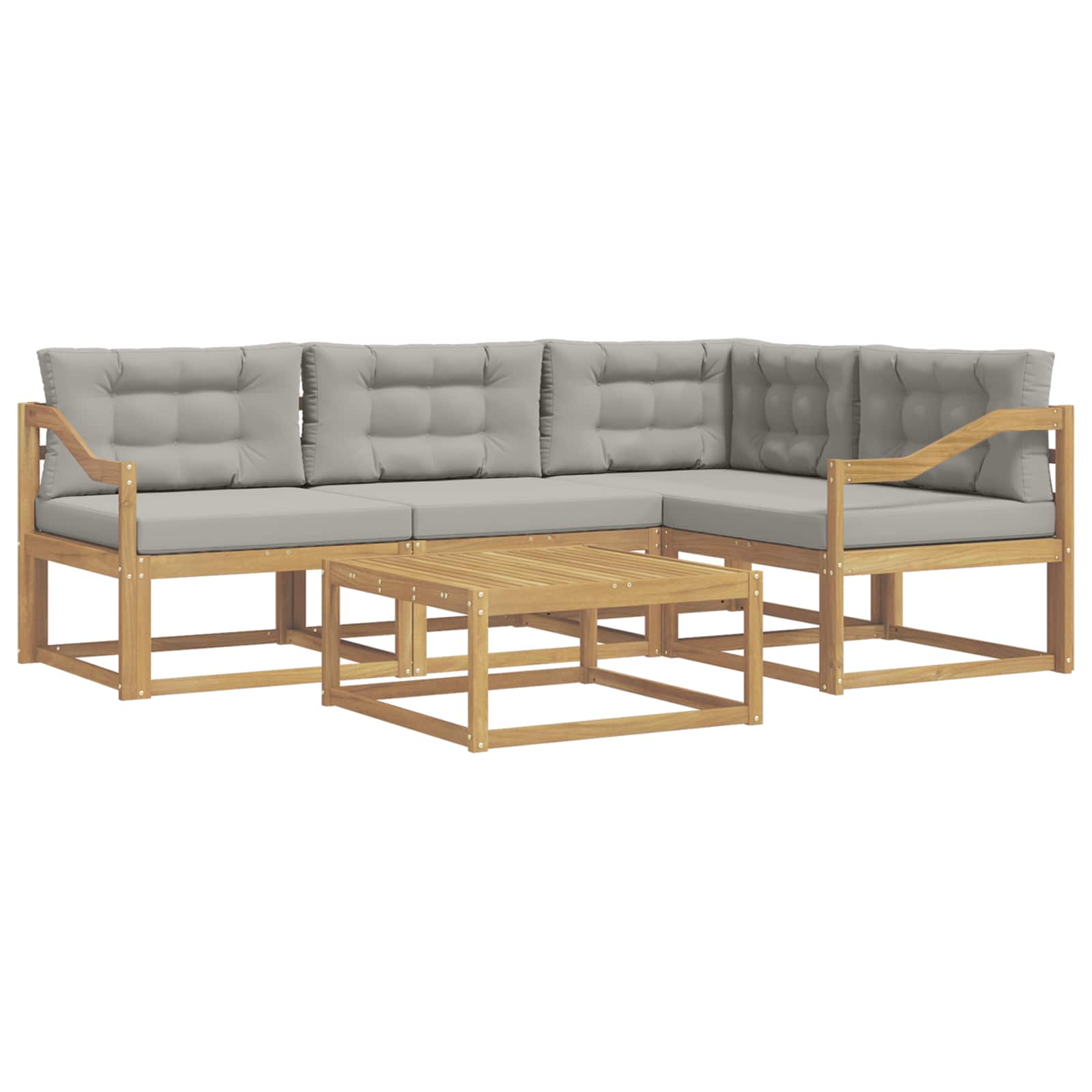 Outdoor-Sofagarnitur 5 pcs Weiß und Hellgrau 79 x 79 x 37 cm
