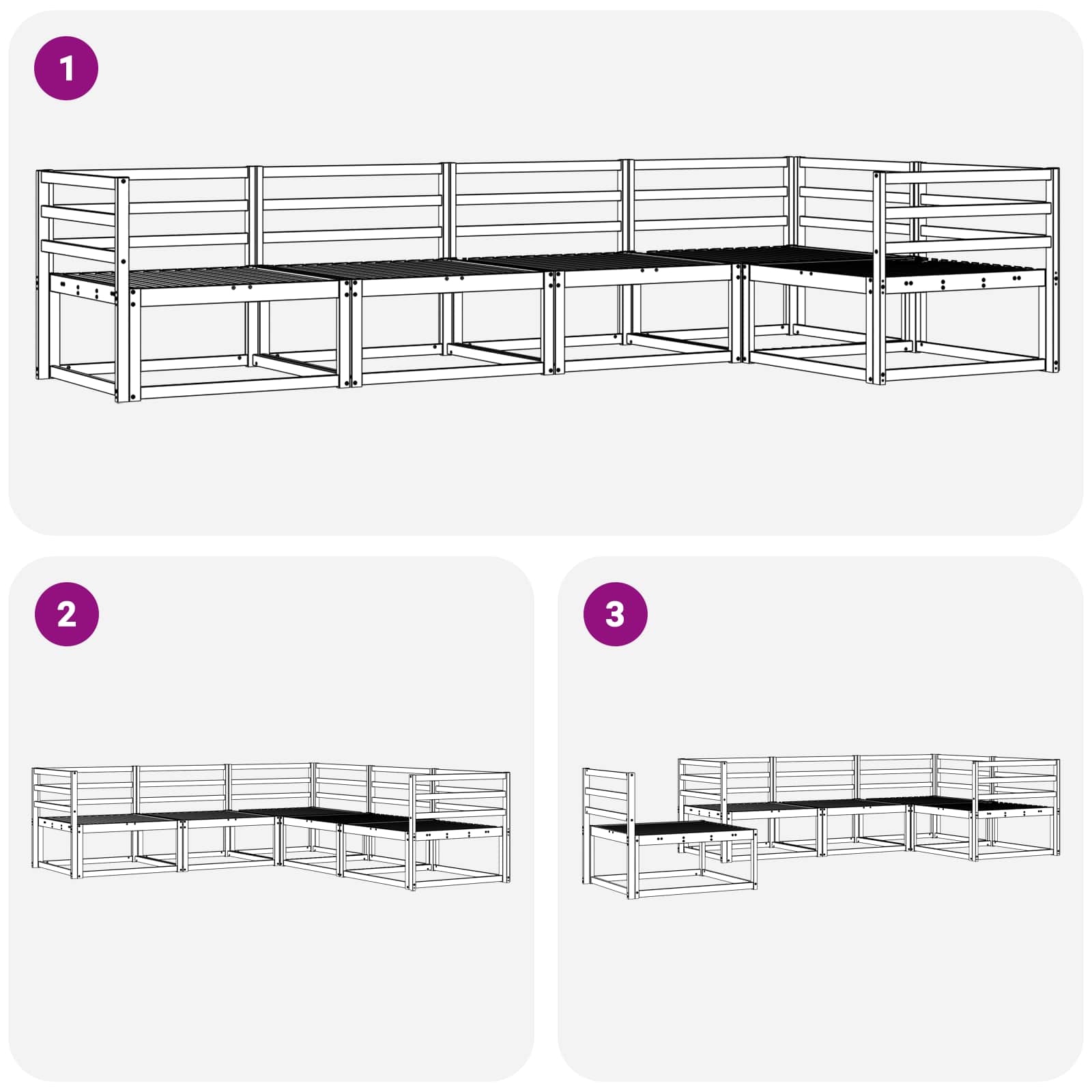 Outdoor-Sofagarnitur 5 pcs Weiß 325 x 166,5 x 73 cm