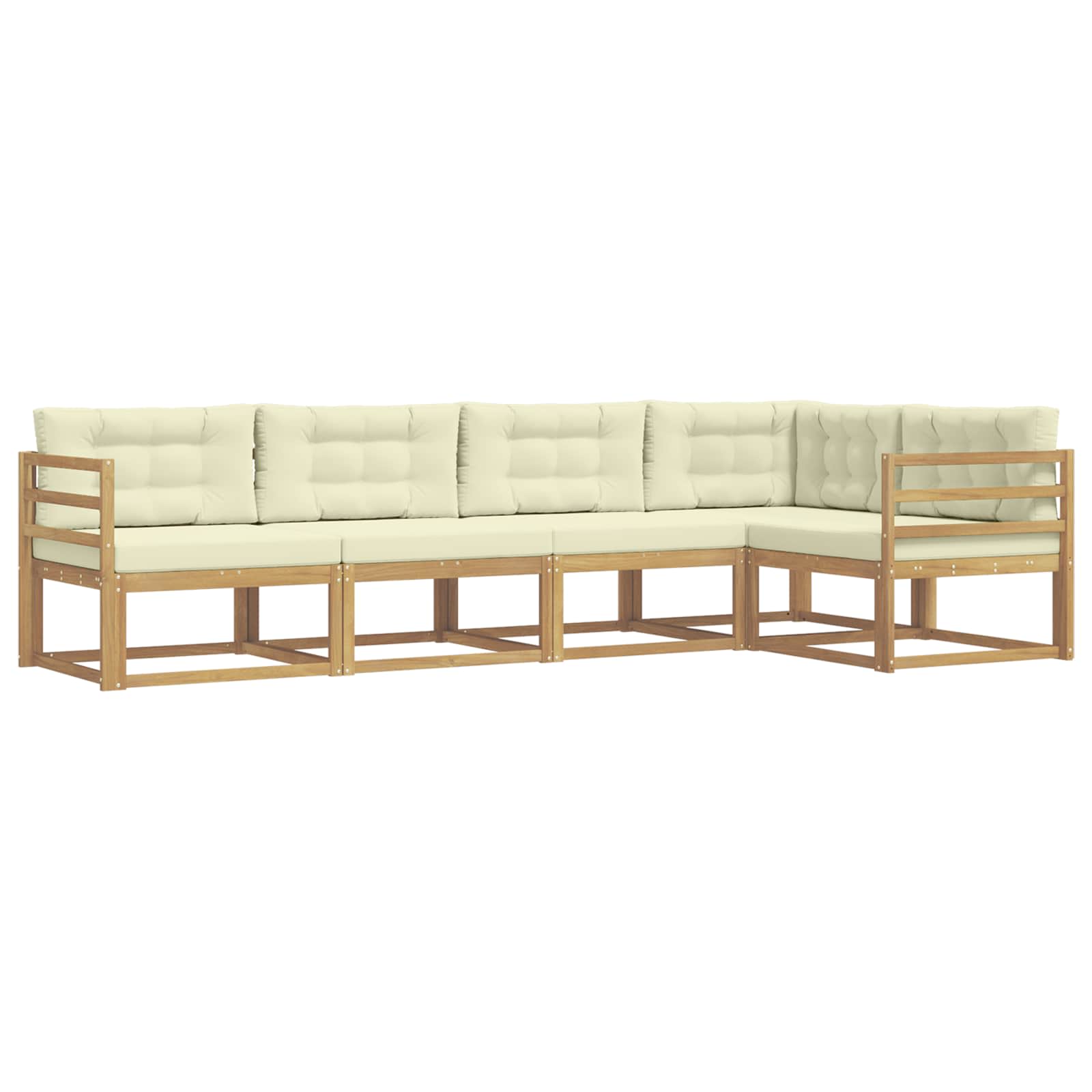 Outdoor-Sofagarnitur mit Kissen 4 pcs Weiß und Creme Polyester