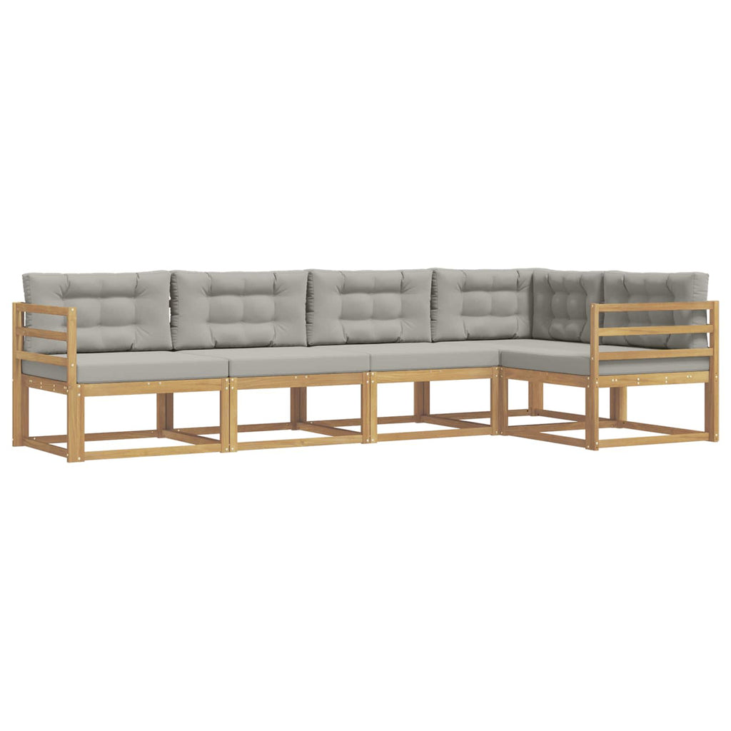 Outdoor-Sofagarnitur 4 pcs Weiß und Hellgrau Polyester