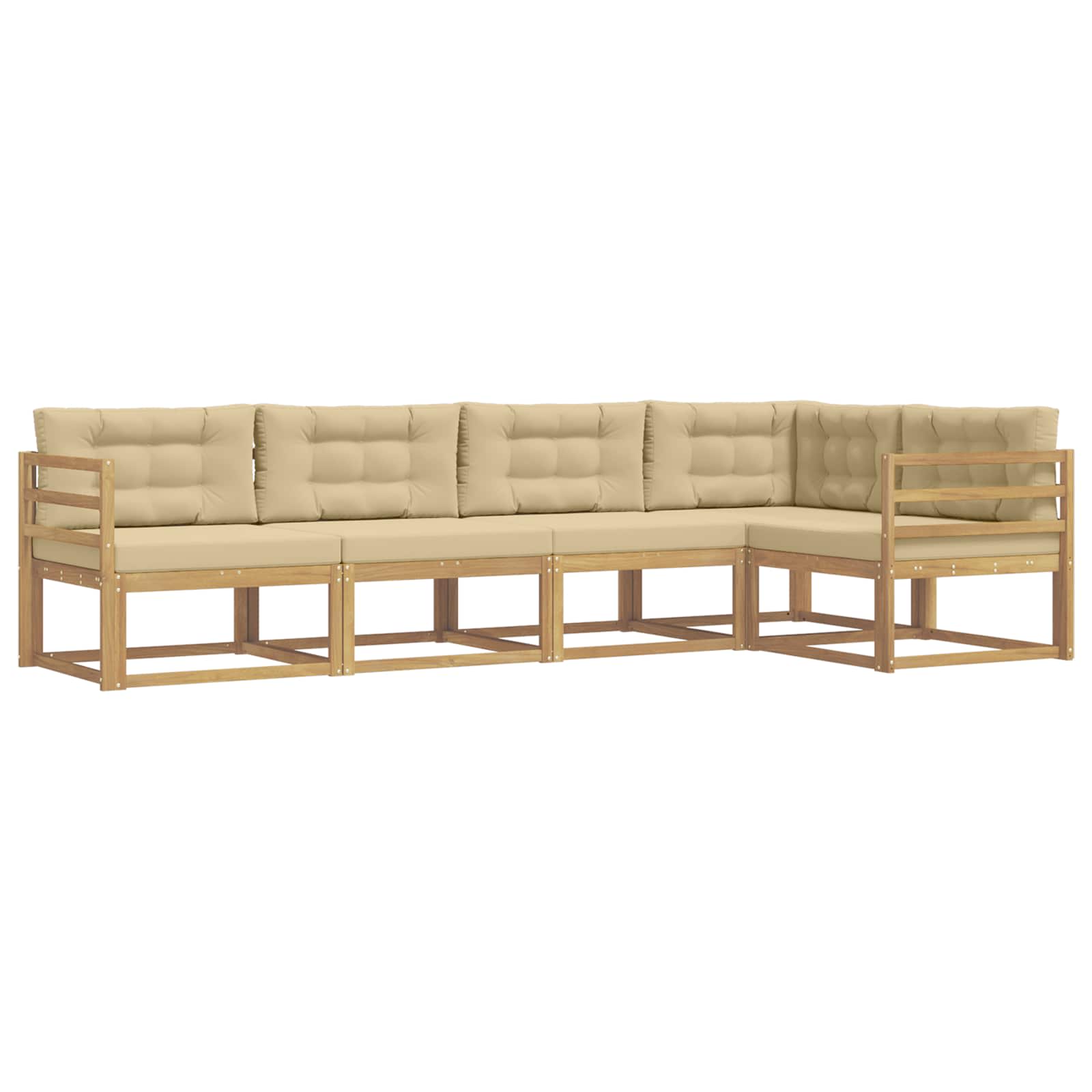 Outdoor-Sofagarnitur mit Kissen 4 pcs Weiß und Beige Polyester