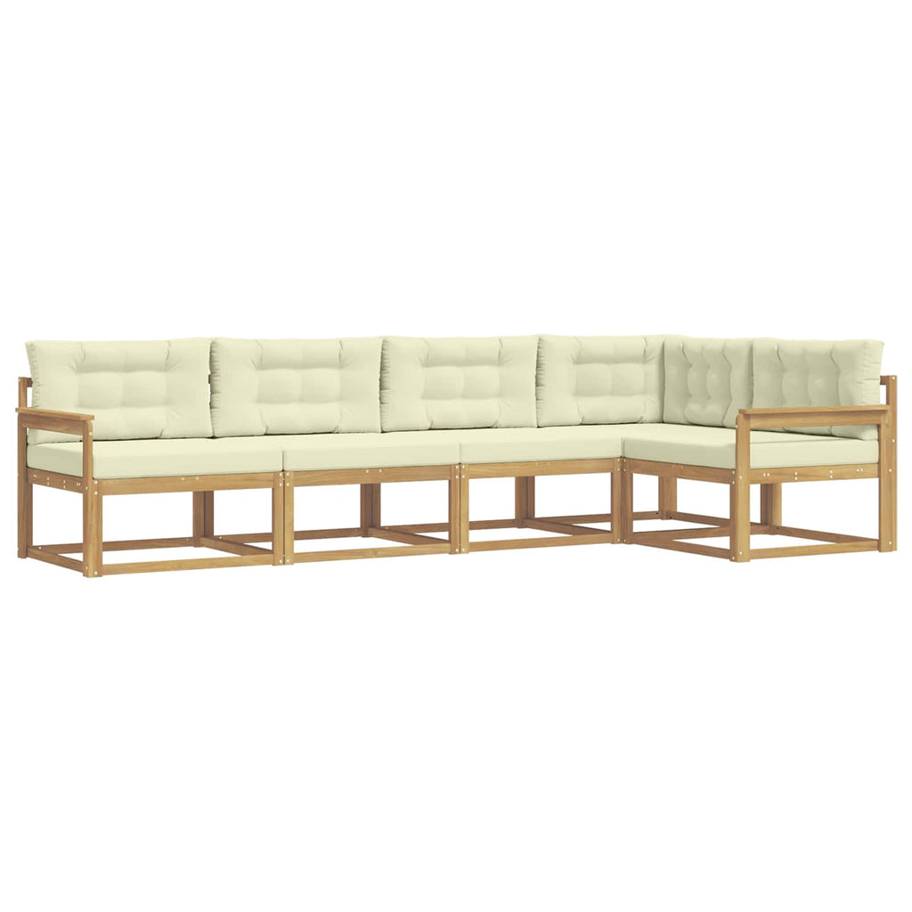 Outdoor-Sofagarnitur mit Kissen 4 pcs Weiß und Creme Polyester