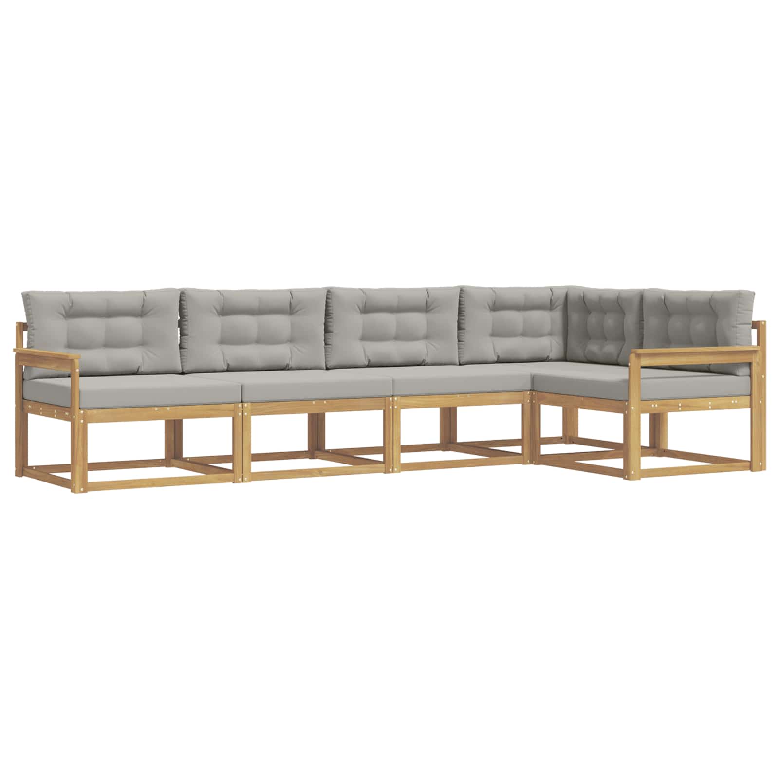 Outdoor-Sofagarnitur 4 pcs Weiß und Hellgrau Polyester