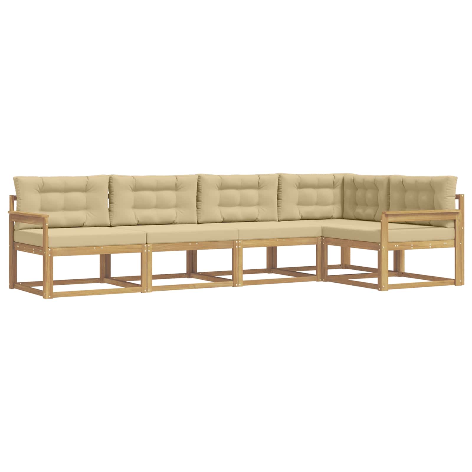 Outdoor-Sofagarnitur mit Kissen 4 pcs Weiß und Beige Polyester
