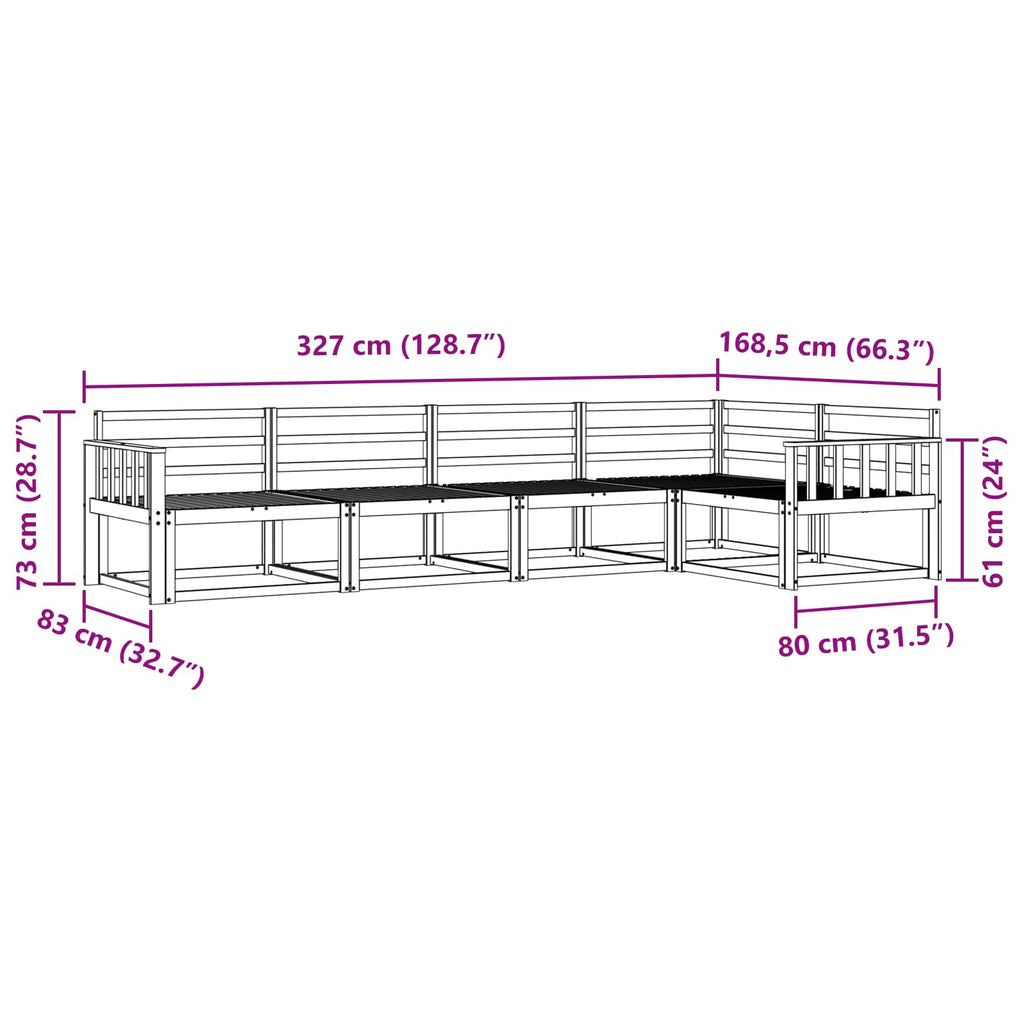 Outdoor-Sofagarnitur 5 pcs Weiß 327 x 168,5 x 73 cm