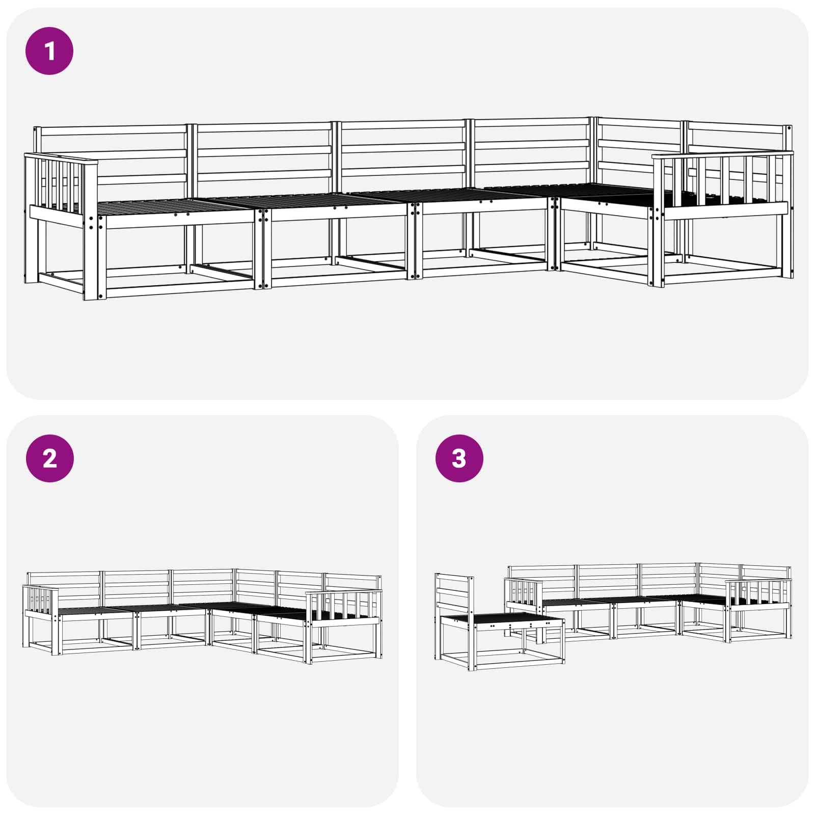 Outdoor-Sofagarnitur 5 pcs Weiß 327 x 168,5 x 73 cm