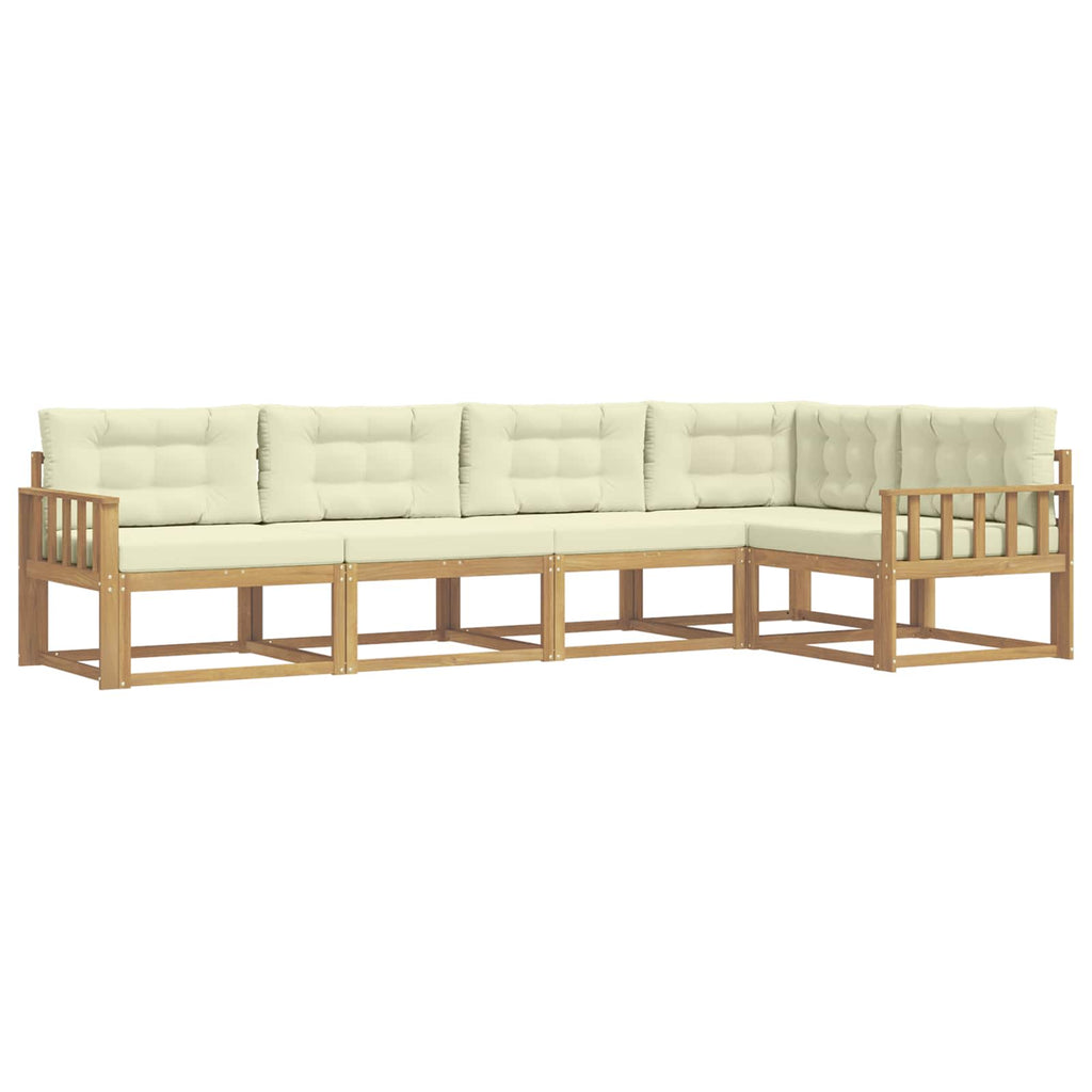 Outdoor-Sofagarnitur mit Kissen 4 pcs Weiß und Creme Polyester