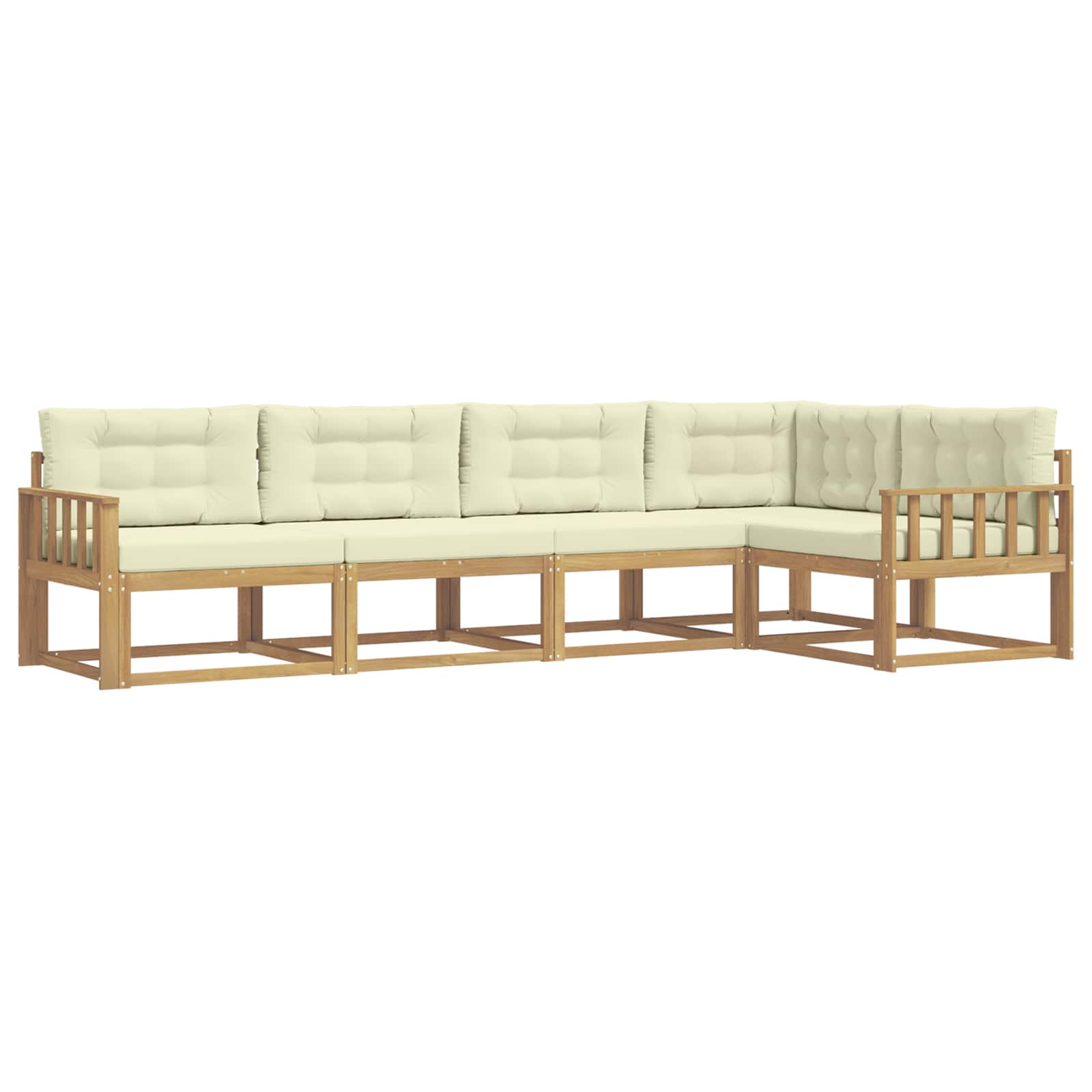 Outdoor-Sofagarnitur mit Kissen 4 pcs Weiß und Creme Polyester