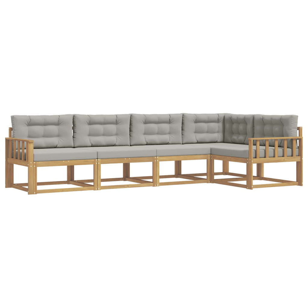 Outdoor-Sofagarnitur 4 pcs Weiß und Hellgrau Polyester