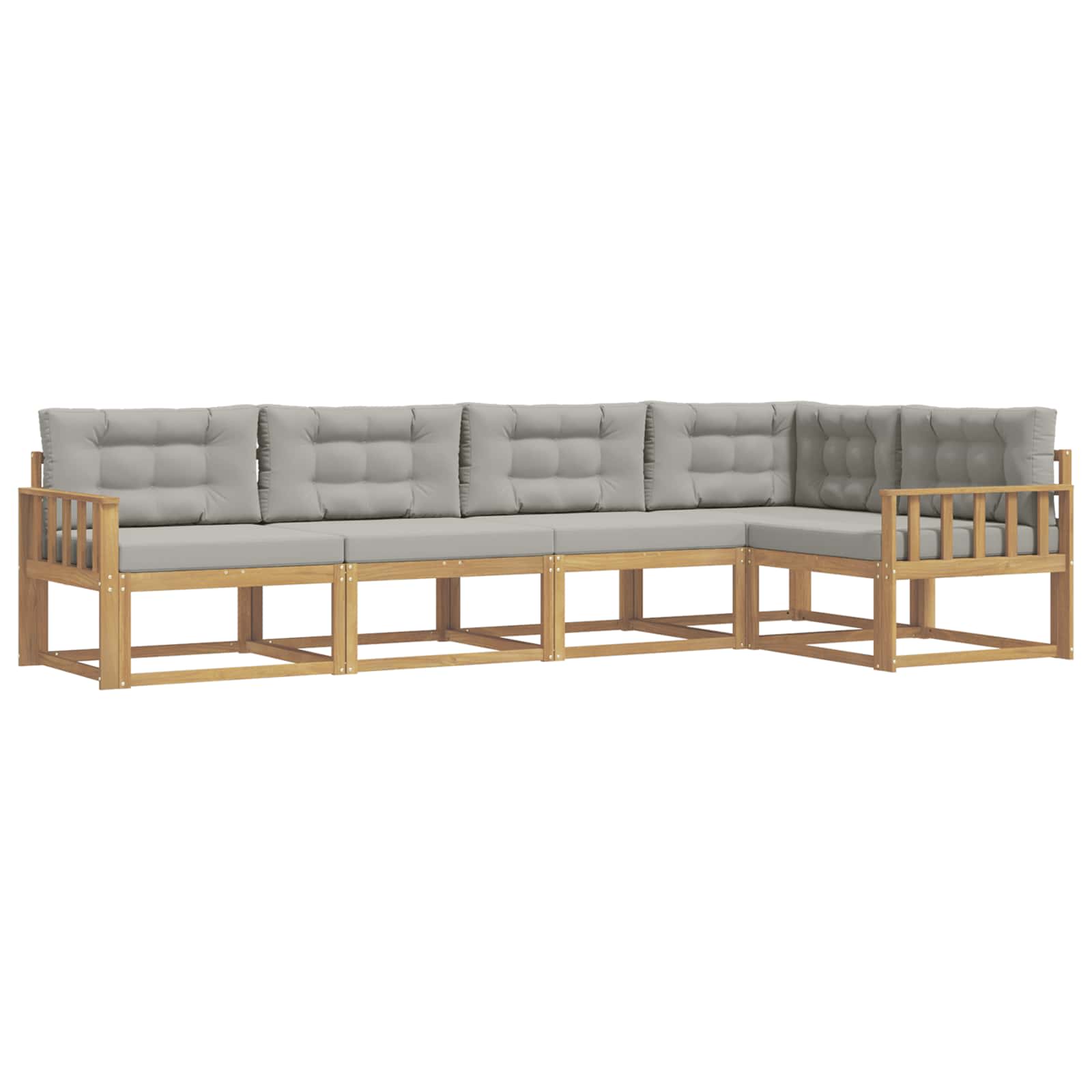 Outdoor-Sofagarnitur 4 pcs Weiß und Hellgrau Polyester