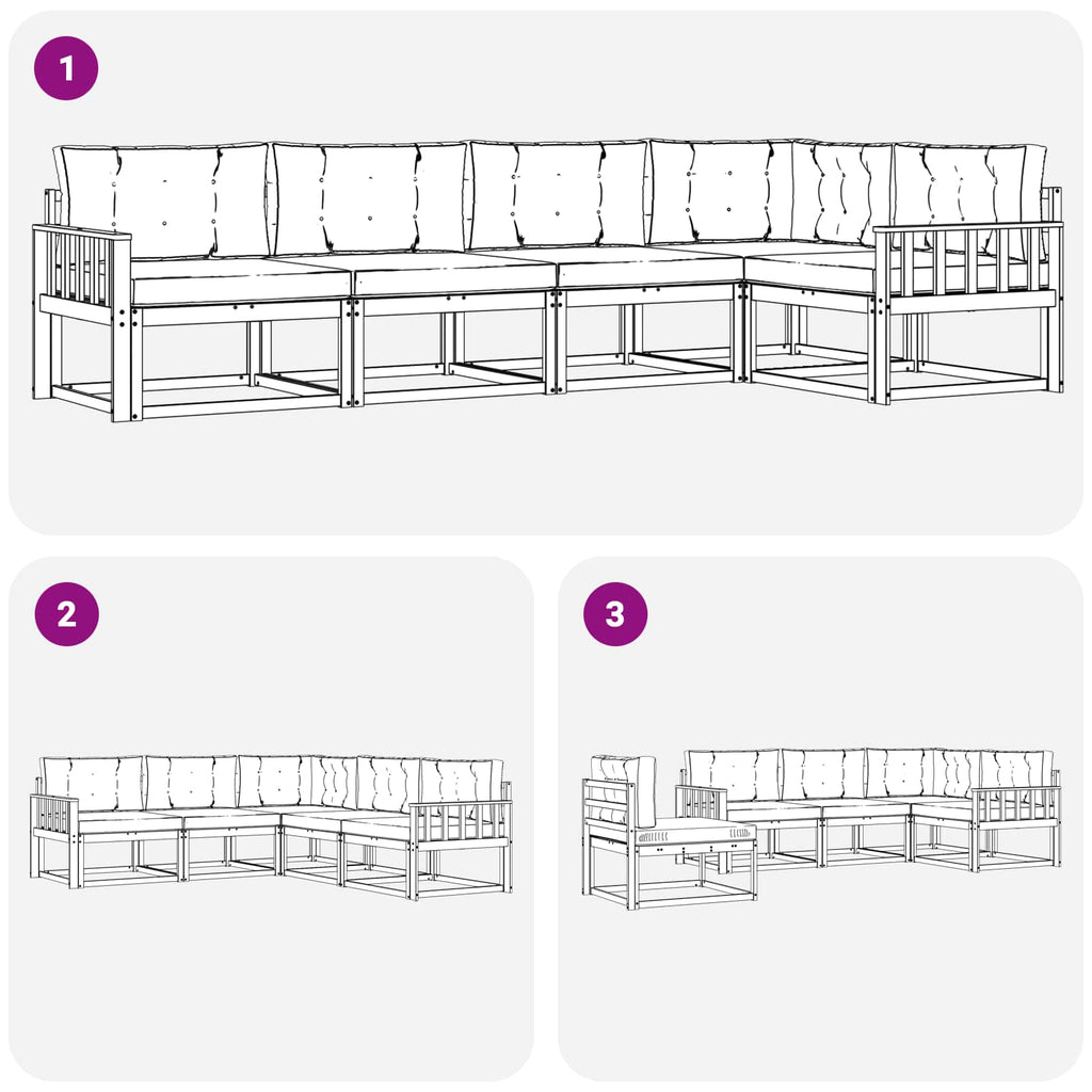 Outdoor-Sofagarnitur 4 pcs Weiß und Hellgrau Polyester