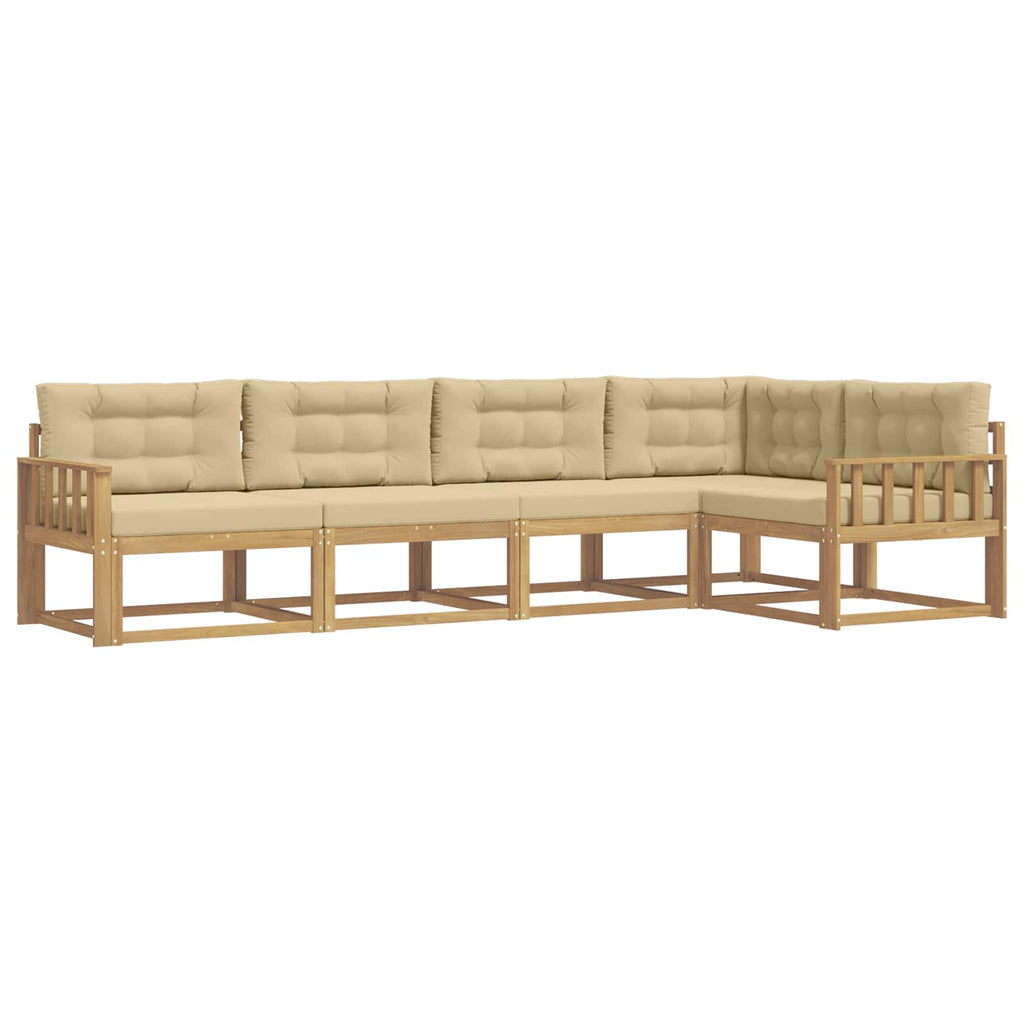 Outdoor-Sofagarnitur mit Kissen 4 pcs Weiß und Beige Polyester