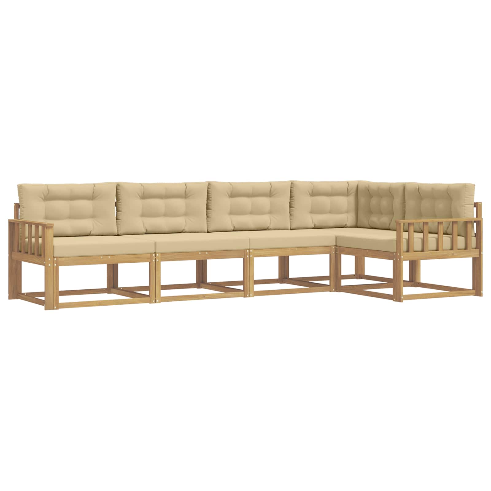 Outdoor-Sofagarnitur mit Kissen 4 pcs Weiß und Beige Polyester